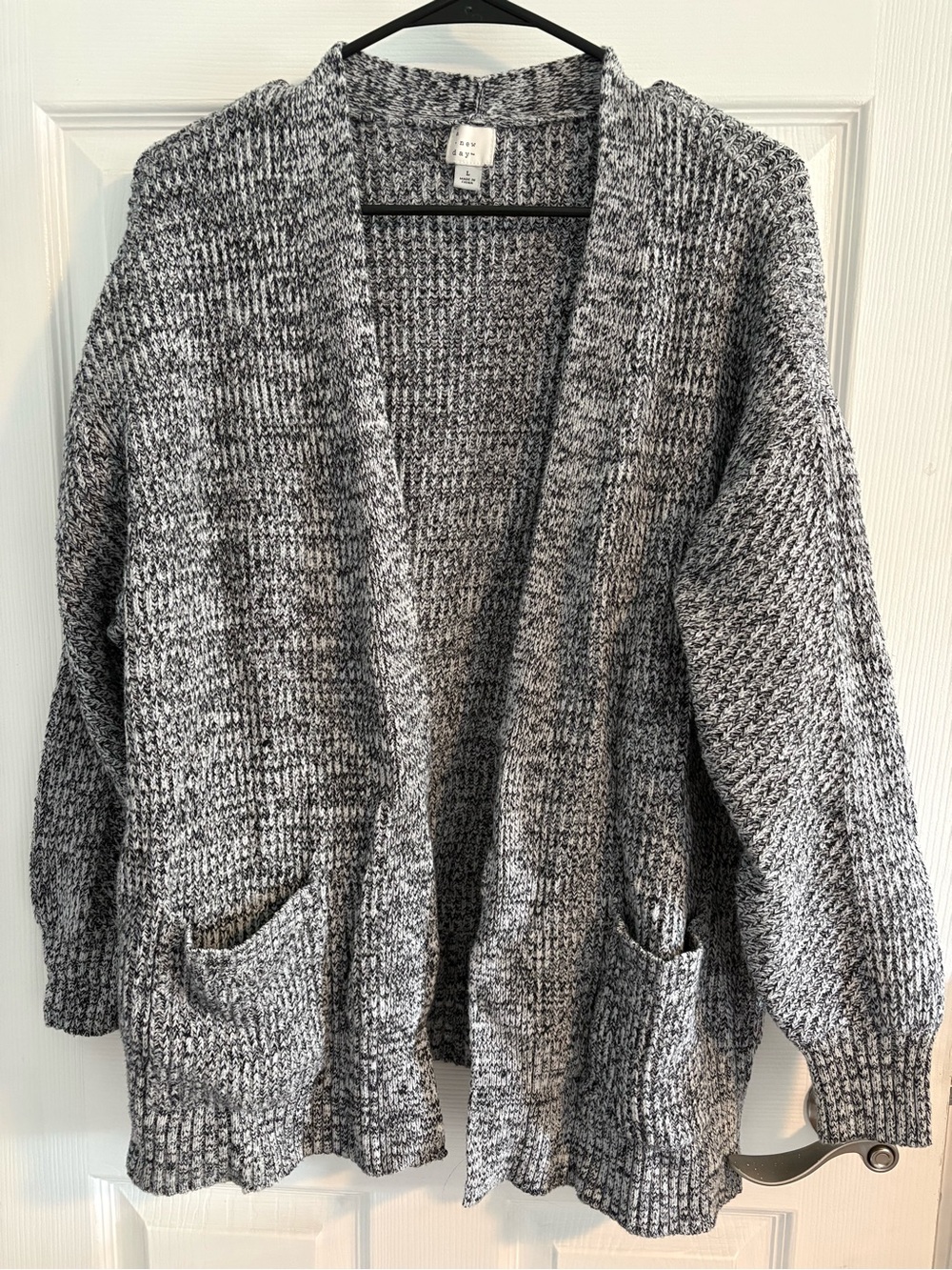 a new day Marled Gray Open-Front Knit Cardigan
